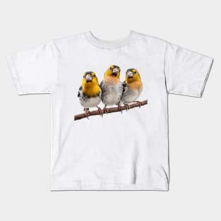 Three Finches on a Branch Kids T-Shirt